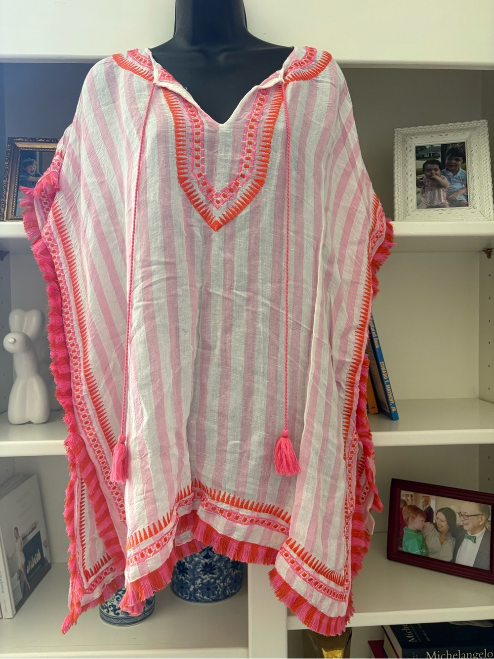 Spartina 449 Pink and Coral Embroidered Knit Coverup